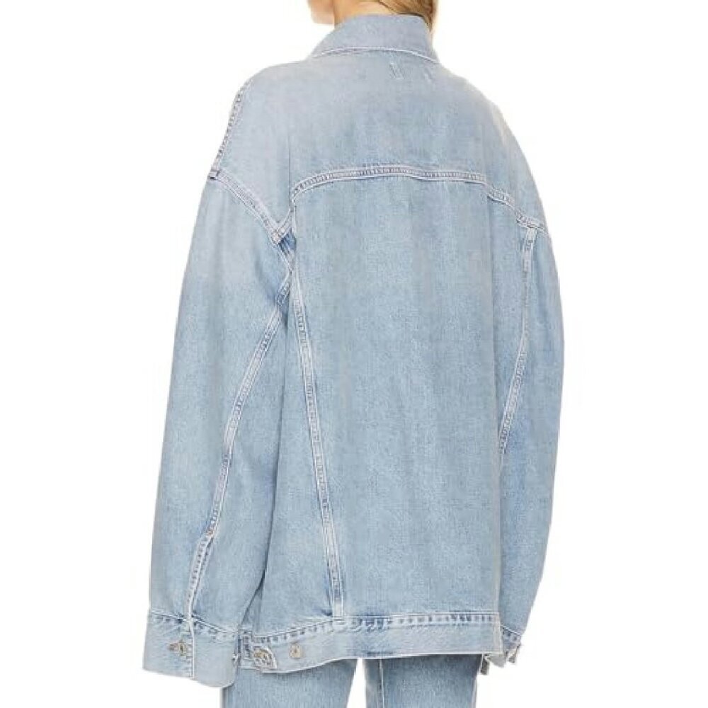 Oversized Boyfriend Denim Jacket Vintage Washed Casual Loose Fit - Picture 4 of 7